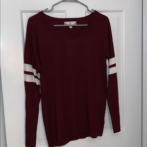 Pink rose long sleeve maroon sweater